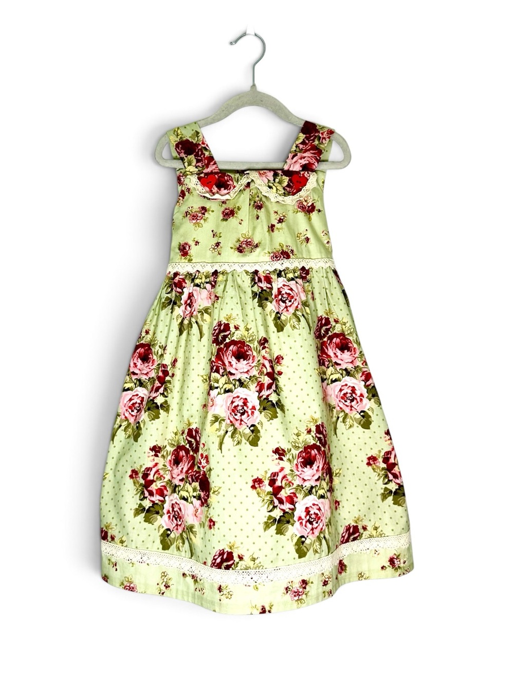 Hand made Rose Dress With cream Lace